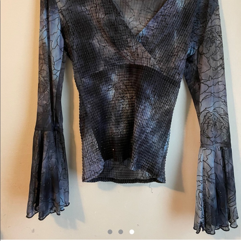 Vintage silk long sleeve w textured wrists. Almost like second skin styled top.